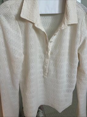 rag & bone Cream Knit Polo Sweater